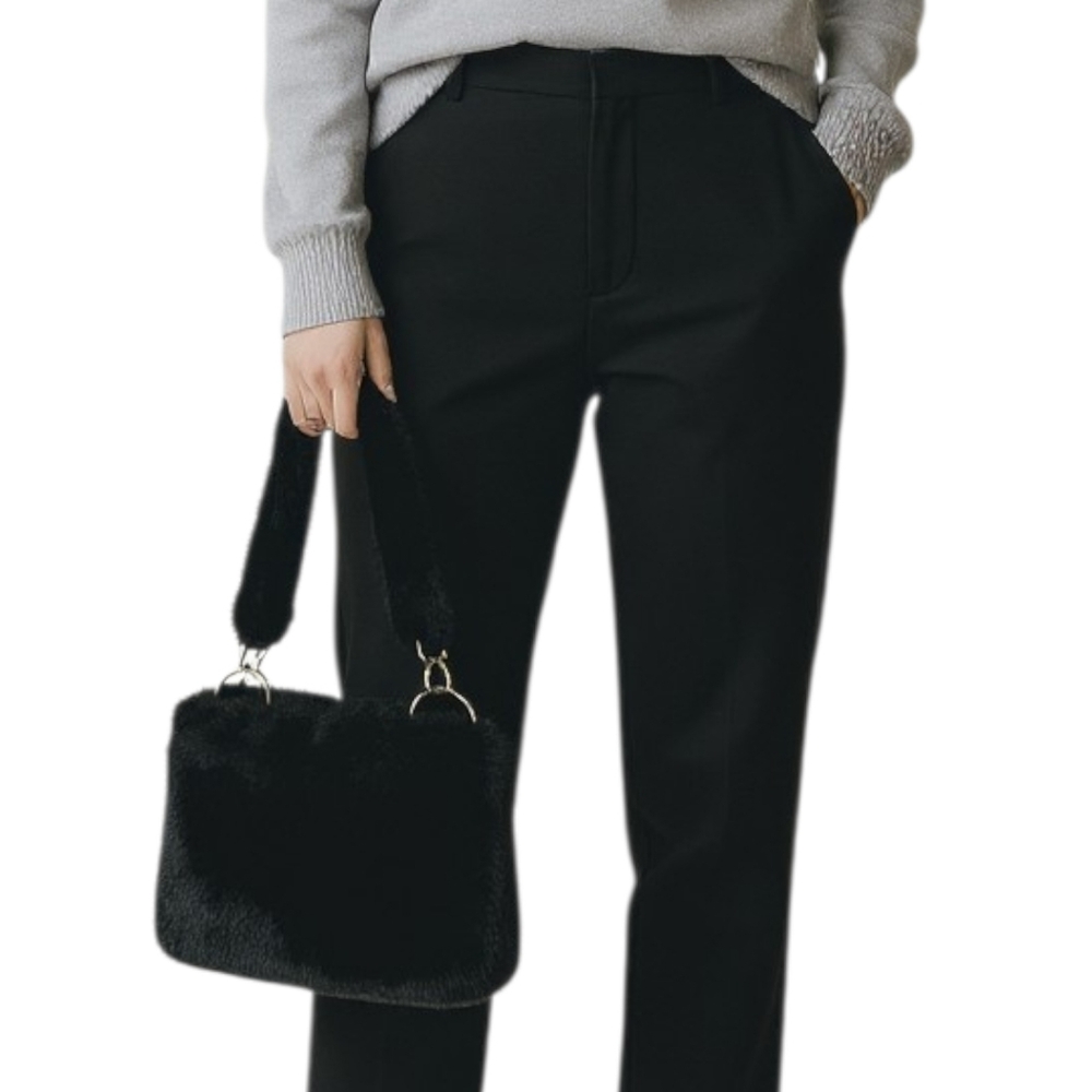 Black Faux Fur Shoulder Bag‎